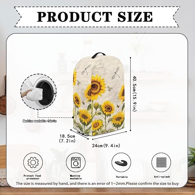 Sunflower Dragonfly Print Blender Dust Cover - Image 6