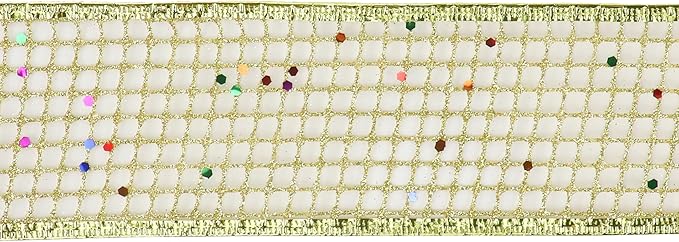 MEEDEE Gold Glitter Christmas Ribbon 2.5 Inch Square Mesh Net Wired Ribbons - Image 8