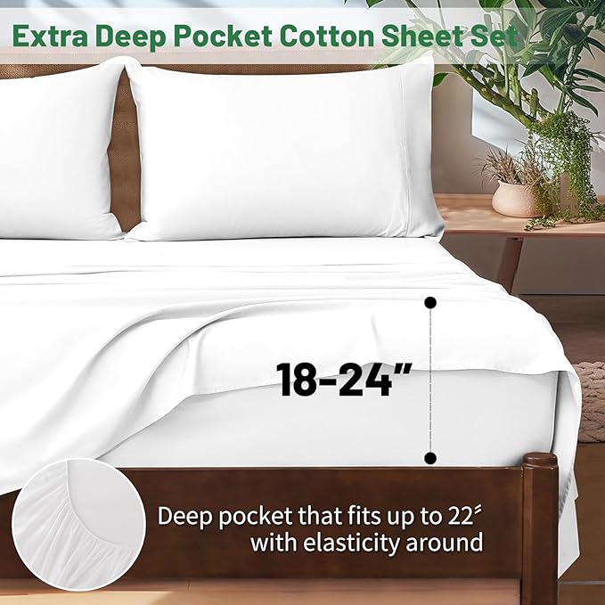 Extra Deep Pocket Queen Sheets 18-24 Inch 1000 Thread Count 100% Egyptian - Image 2