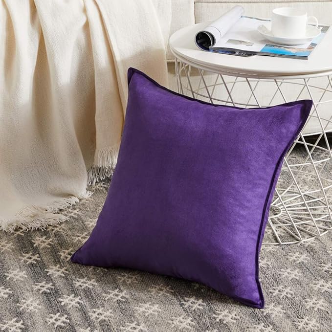 Fancy Homi 2 Packs Premium Faux Suede Decorative Throw Pillow Covers, Super - Image 2