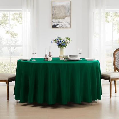 Round Tablecloth 132 Inch 6 Pack Dark Green Tablecloths Washable Decorative - Image 3