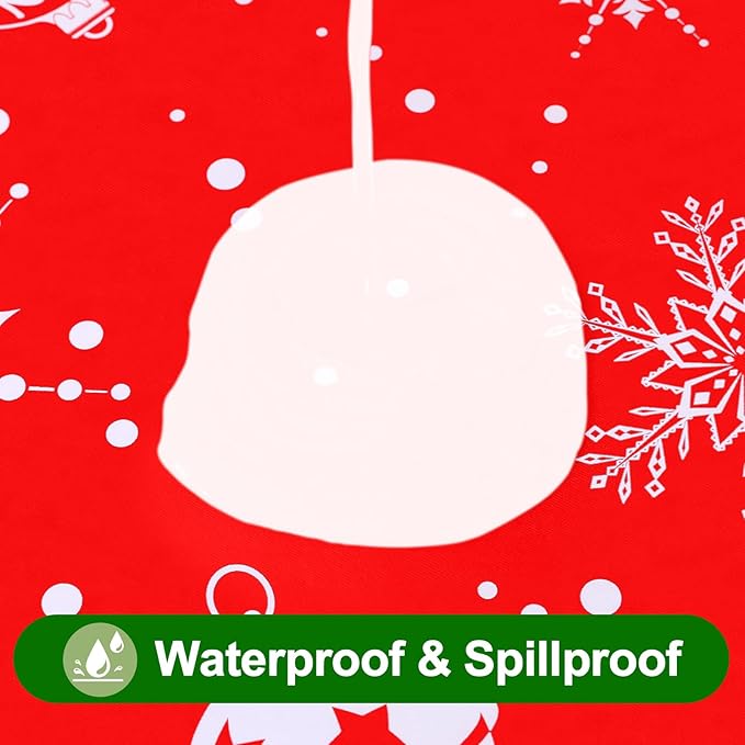 Smiry Plastic Christmas Tablecloth, Snowflake Wipeable Flannel Backed Vinyl - Image 3