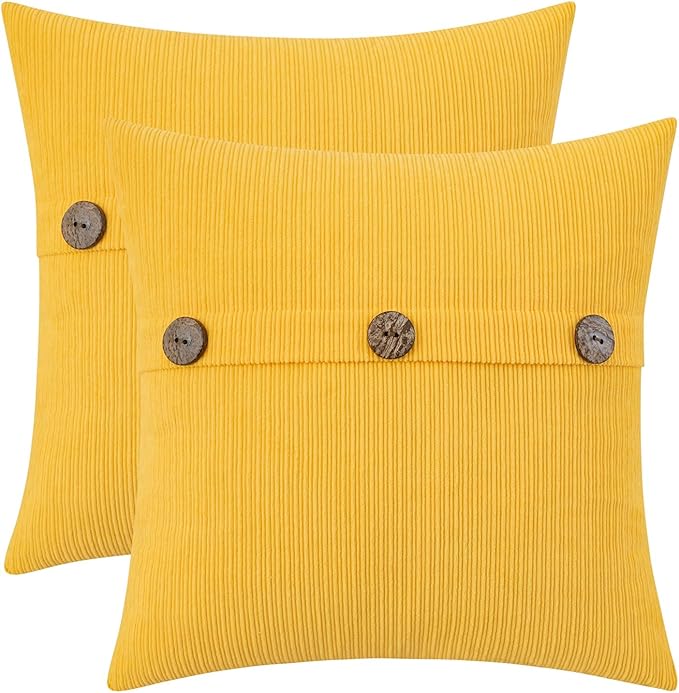 HWY 50 Yellow Chenille Throw Pillow Covers 20x20 Inch by HWY50
