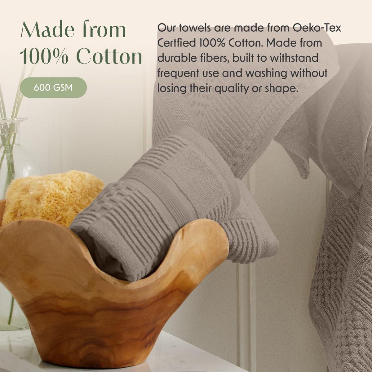 springtree home 100% cotton bath towel set |, side view
