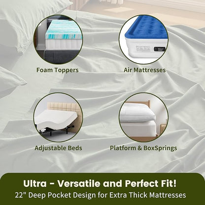 100% Linen Sheet Set Queen Size Extra Deep Pocket Fits 18-24 Inch Mattress - Image 3