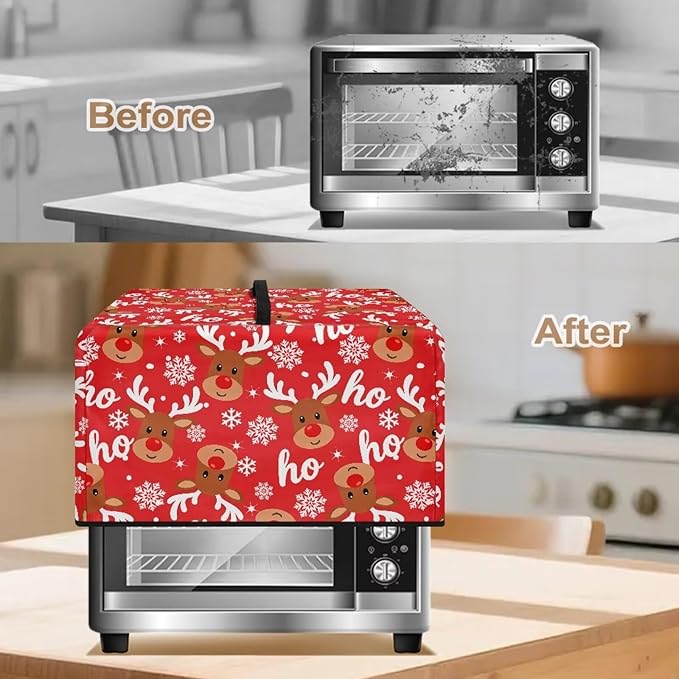 Microwave Ovens Dust Cover, Christmas Elk Heat-Resistant Waterproof Polyester - Image 4