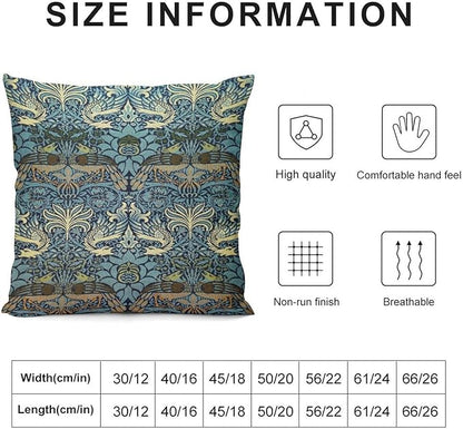 William Morris Floral Original Throw Pillow Covers Boho Chic Retro Floral Blue - Image 2