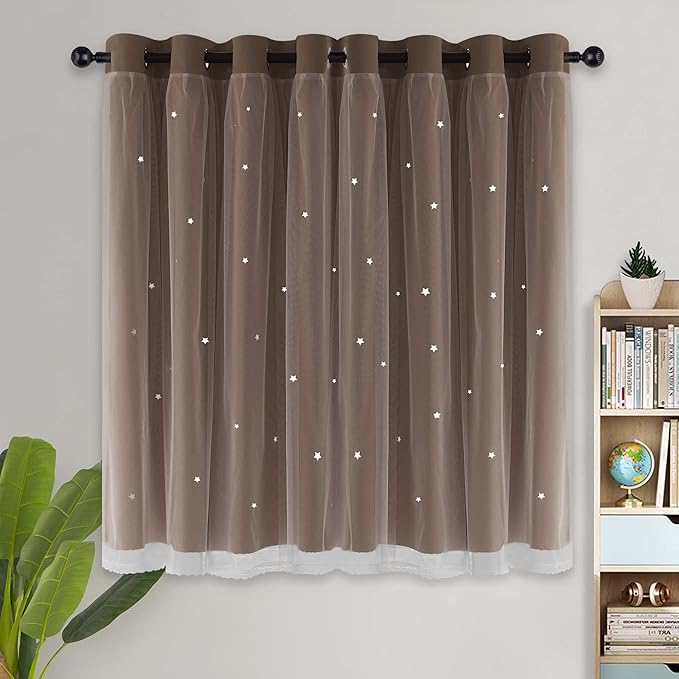 Kinryb Kids Blackout Curtains for Bedroom/Living Room/Classroom, Sheer Overlay - Image 2