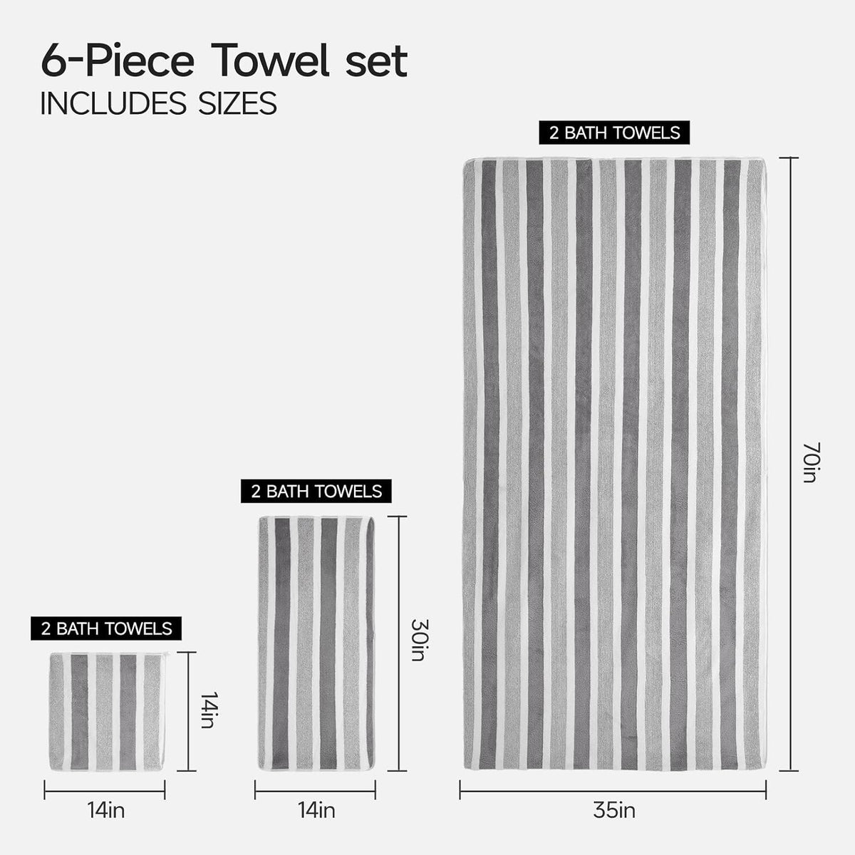 redkiss 6-piece microfiber bath towel set, ultra soft, close-up detail