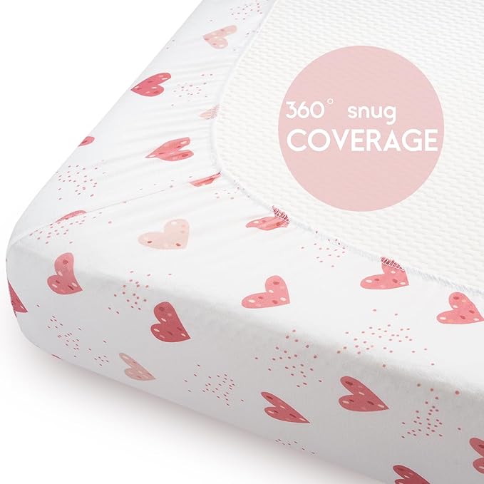 Yoofoss Pack and Play Sheets Fitted, Mini Crib Sheets 2-Pack - Image 6