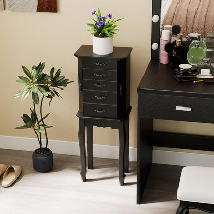 charmaid standing jewelry cabinet with 4 drawers, flip, close-up detail