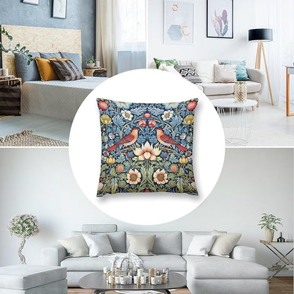 William Morris Floral Original Throw Pillow Covers Boho Chic Retro Floral Bird - Image 6