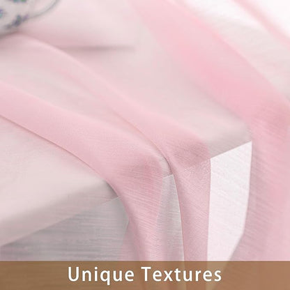 Pink Sheer Curtains 63 Inch Length, Privacy Semi Sheer Curtains - Image 4