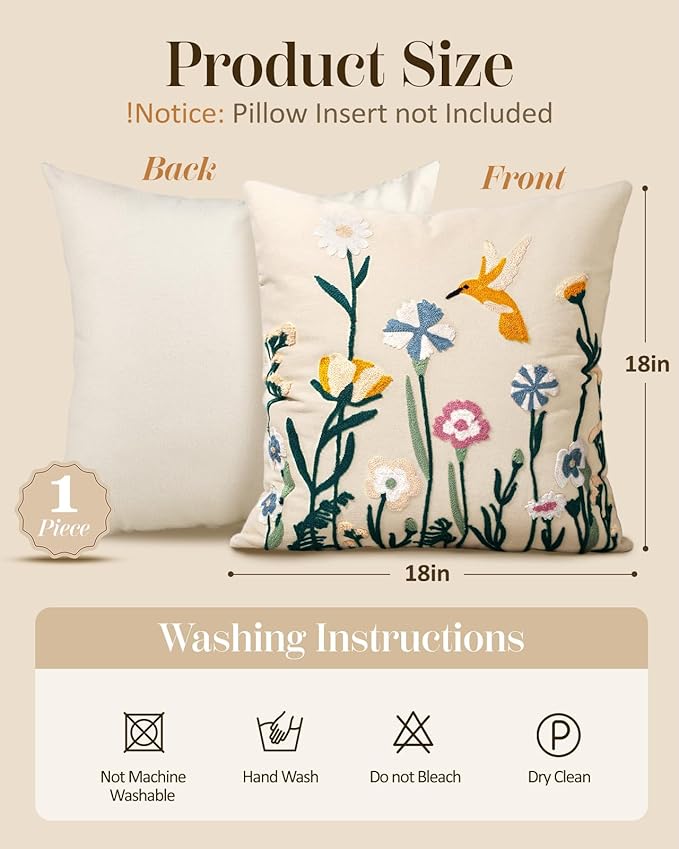 Embroidered Throw Pillow Covers 18x18 Inch - Image 4