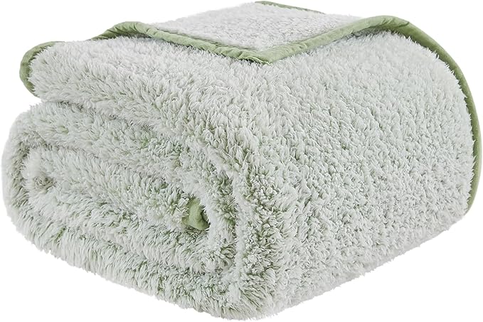 EMME Soft Sherpa Fleece Blanket Reversible Plush Fluffy Large Blanket, Light - Image 6