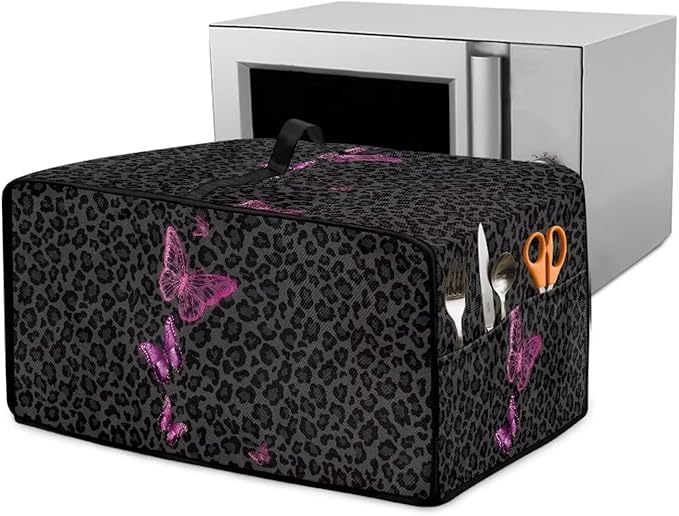 Butterfly Leopard Print Microwave Oven Dust Cover Heavy Duty Microwave Oven by HwzdsyxlCreativeHomeDecor