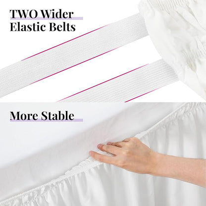 RIMELA White Bed Skirt Twin Size 15 Inch Drop, Elastic Bed Skirting - Image 7