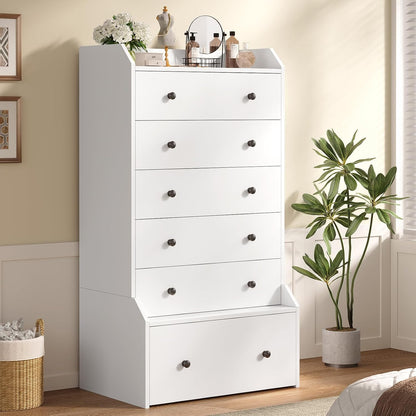 adorneve tall 6 drawer white modern dresser, main product view