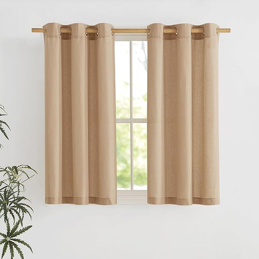 NICETOWN Camel Short Linen Curtains by NICETOWN