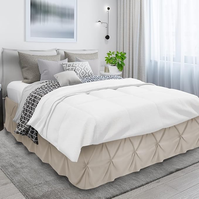 Nestl Linen Bed Skirt Cal King Size, Pinch Pleat Cal King Bed Skirt, Hotel - Image 3