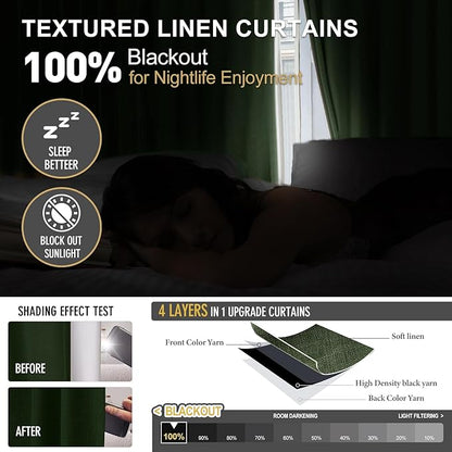 IVAPUPU Linen Pinch Pleated Blackout Curtains - Image 2