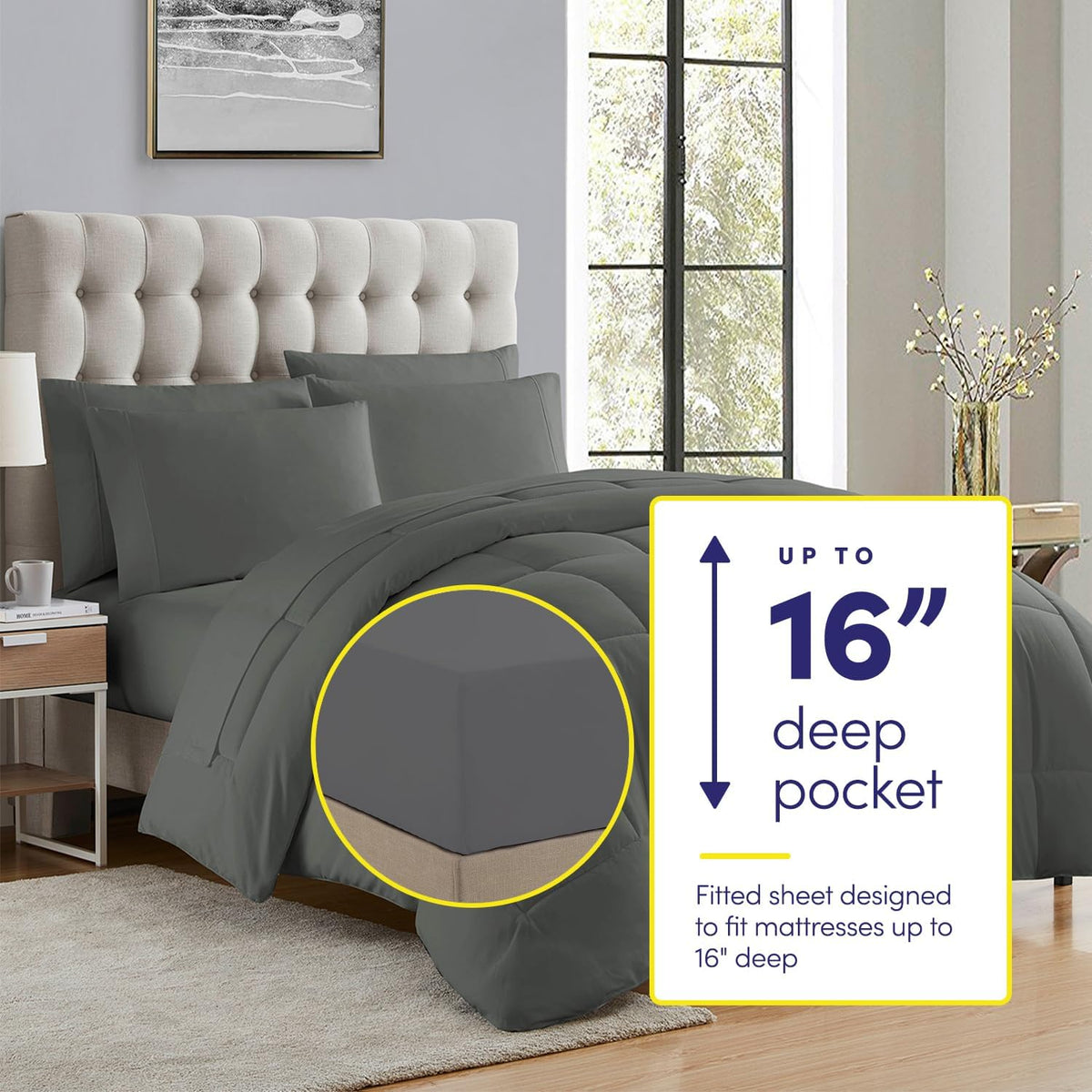 full size comforter set with sheets - 7-piece shown in use