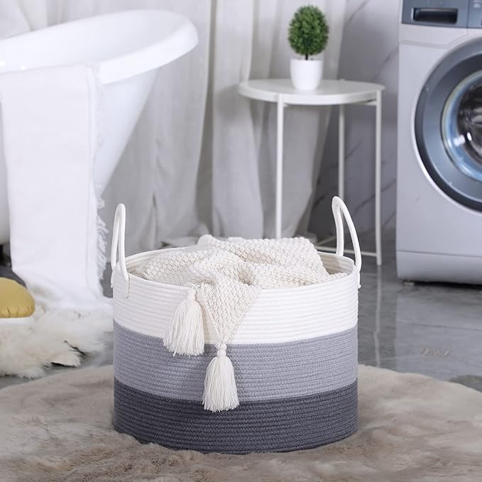 KAKAMAY Large Blanket Basket, Woven Baskets - Image 8