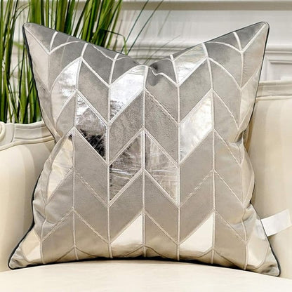 Avigers 20 x 20 Inches Grey Silver Striped Cushion Case Luxury European Throw by Avigers