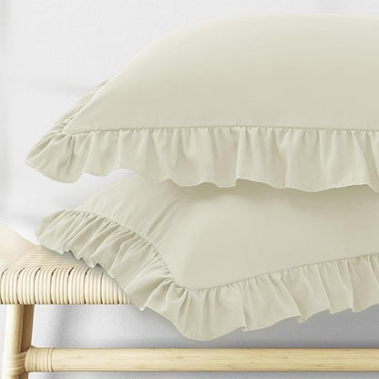 KKJIAF Ruffle Pillow Cases King Size Set of 2, Ruffled Pillow Covers by KKJIAF