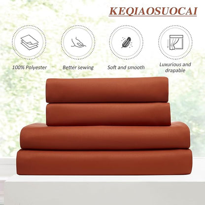 KEQIAOSUOCAI 90 Inch Burnt Orange Pleated Curtains - Image 5