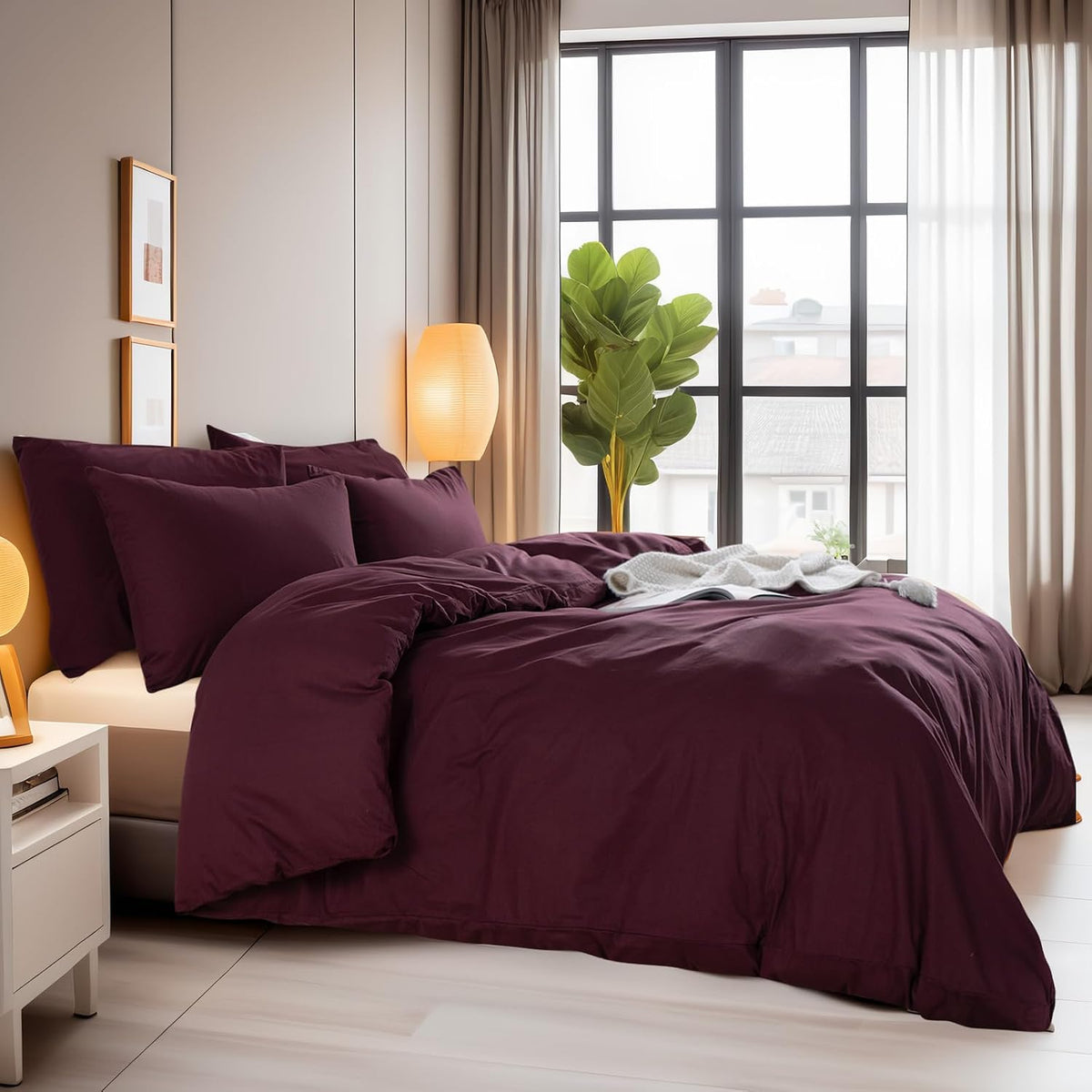 nexhome pro duvet cover set queen size linen, close-up detail