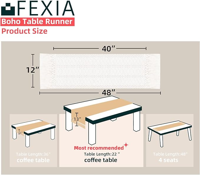 FEXIA Boho Macrame Table Runner - Image 2