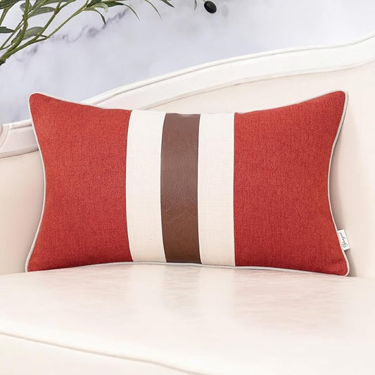 Yangest Patchwork Pillow Cover 12x20 Inch Luxury Cotton and Linen Cushion Cover by Yangest