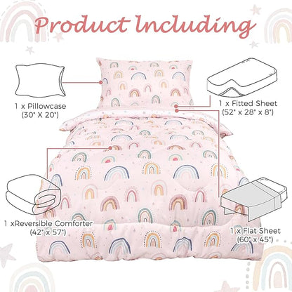 Toddler Bedding Set for Girls, 4 Piece Toddler Girl Bedding Set, Super Soft & - Image 5