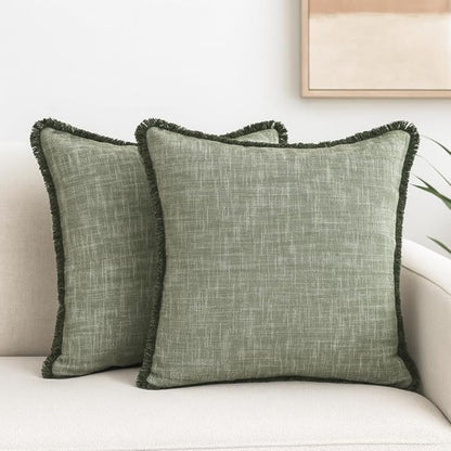20x20 Textured Cotton Pillow Covers Green by OveeshaHomeDecor