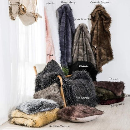 Luxury Plush Faux Fur Throw Blanket, Long Pile Brown - Image 7