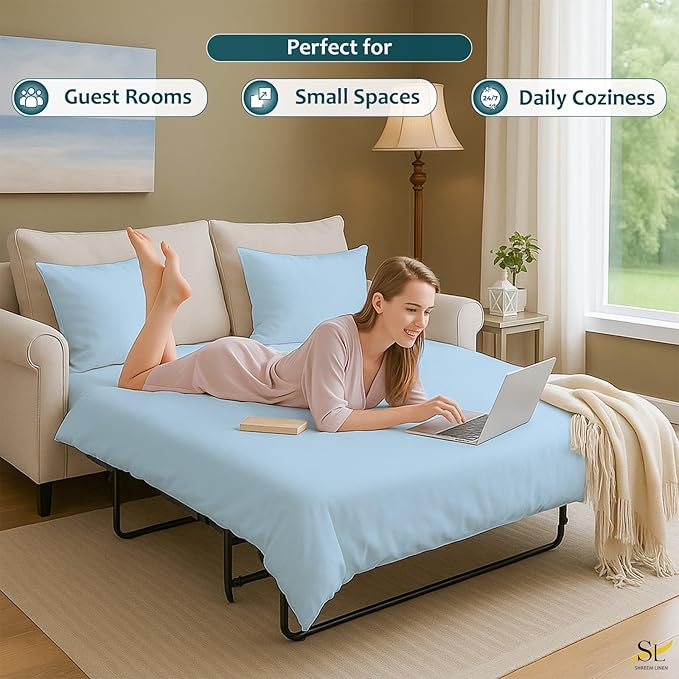 Luxury Queen Sleeper Sofa Bed Sheet Set, 100% Egyptian Cotton, 338 Thread Count - Image 5