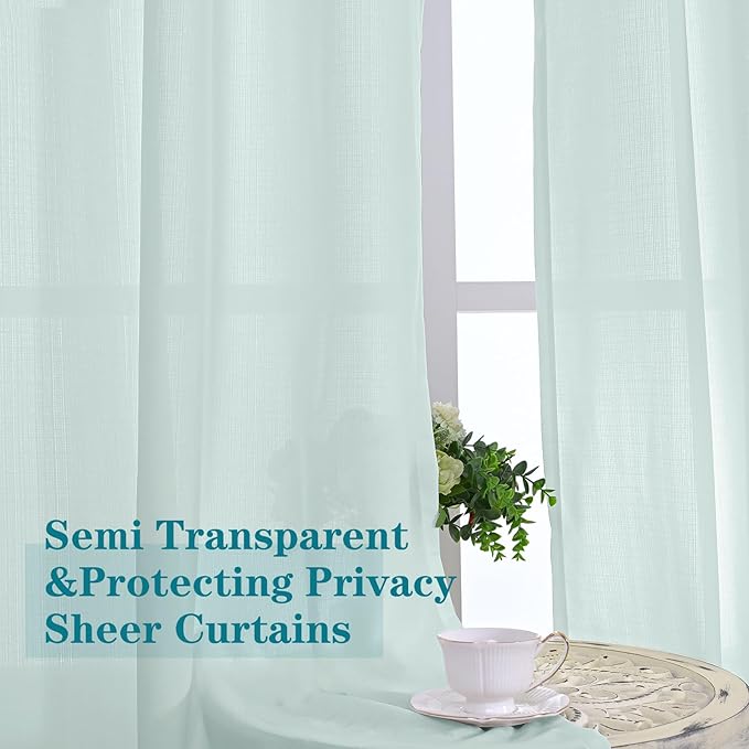 BGment Linen Look Semi Sheer Curtains - Image 4