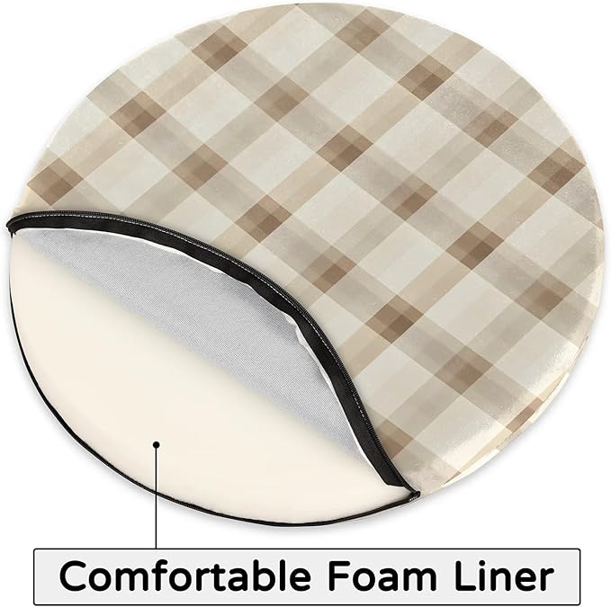 Gingham Check Foam Padded Seat Cushion - Image 4