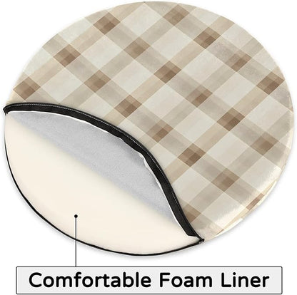 Gingham Check Foam Padded Seat Cushion - Image 4
