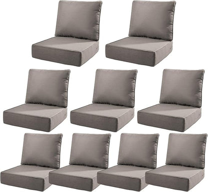 6" Thick Outdoor Cushions 22x24x6, 9-Set Deep Seat Patio Cushions by Pugire
