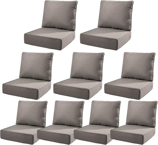 6" Thick Outdoor Cushions 22x24x6, 9-Set Deep Seat Patio Cushions by Pugire