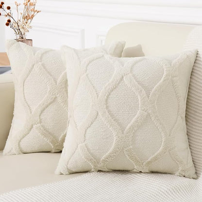 decorUhome Throw Pillow Covers 26x26 Inch Set of 2, Soft Plush Faux Fur Wool by decorUhome