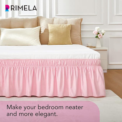 RIMELA Pink Bed Skirt Twin Size 15 Inch Drop, Elastic Bed Skirting - Image 9