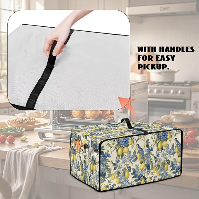 Lemon Floral Robin Bird Print Microwave Oven Dust Cover Heavy Duty Microwave - Image 5