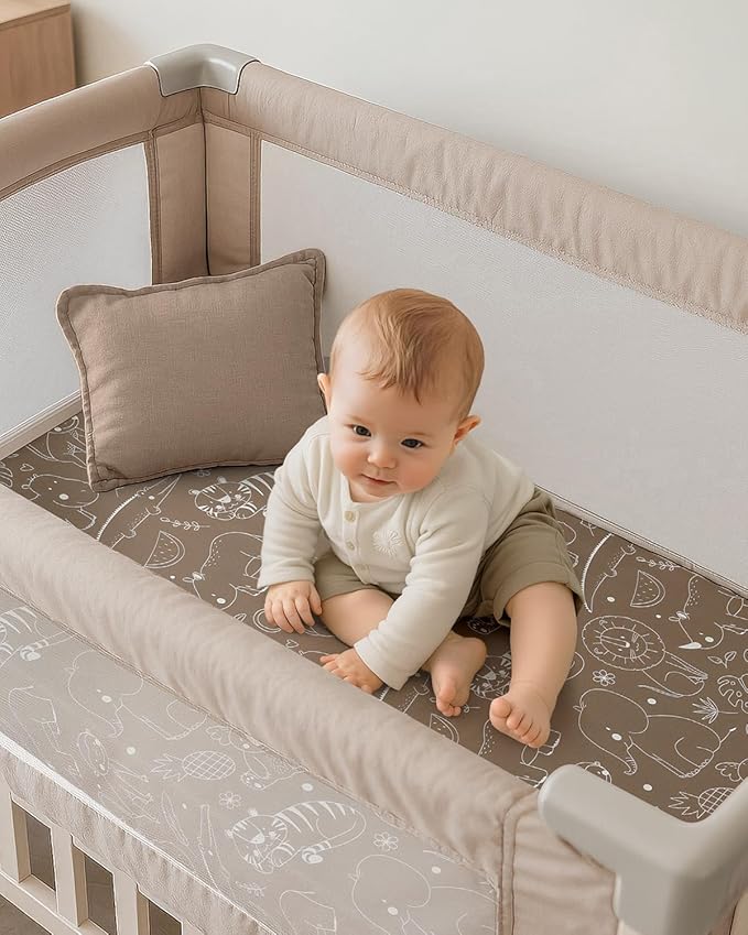 Pack and Play Sheets Fitted, Mini Crib Sheets 2-Pack - Image 2