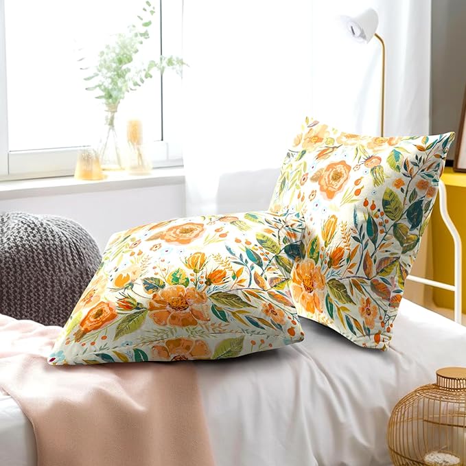 Summer Fall Flower Throw Pillow Covers 20x20 Inch Watercolor Peony Pillowcase - Image 6