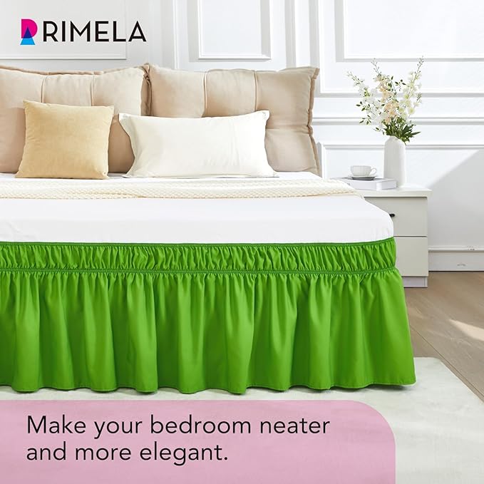 RIMELA Green Bed Skirt King Size 15 Inch Drop, Elastic Bed Skirting - Image 7