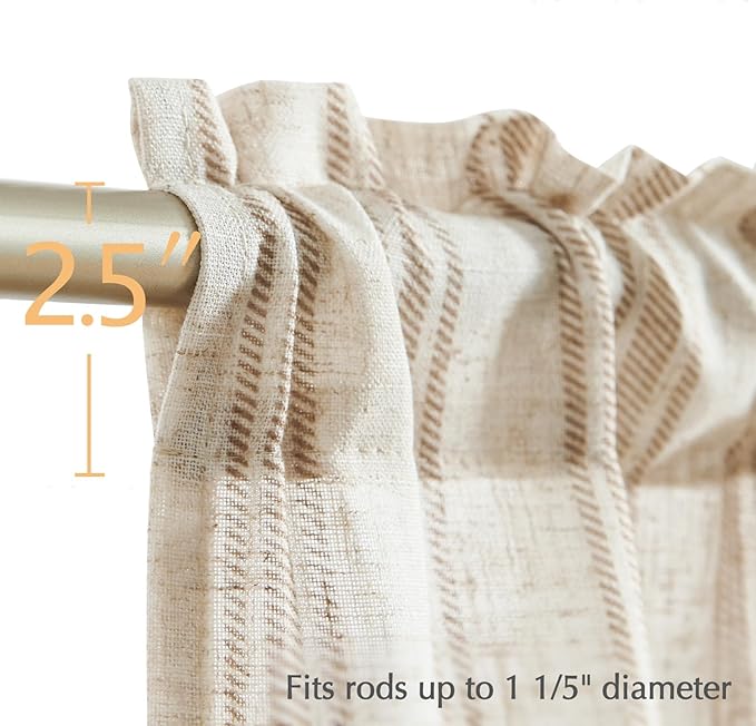 jinchan Striped Valance Window Treatment Linen Valance - Image 5