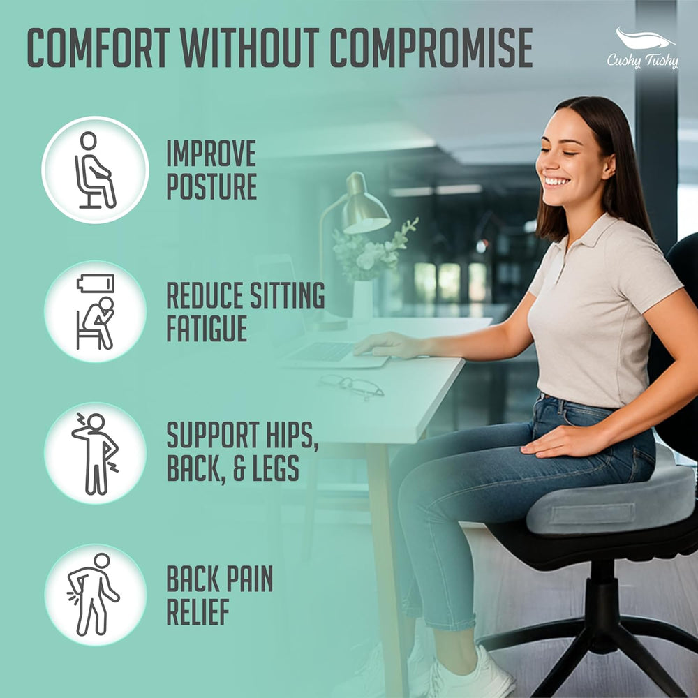 Cushy Tushy Premium Foldable Travel Seat Cushion - for Relief of Lower Back, ...